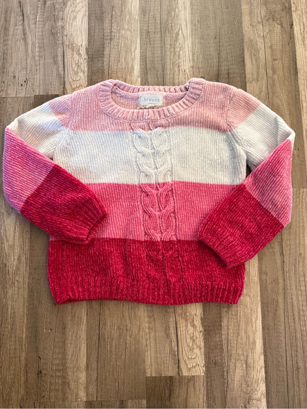 btween Pink Ombre Cable Crew Sweater